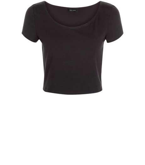Black Scoop Neck Crop Top | New Look