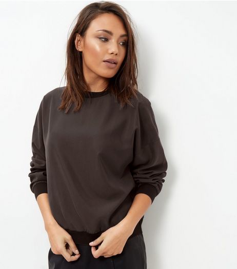 Dark Grey Ribbed Long Sleeve Top | New Look