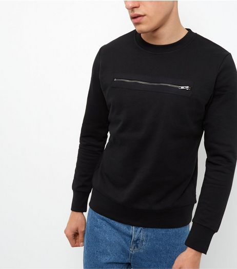 Black Zip Front Sweater | New Look