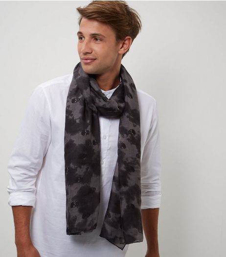 Black Skull Print Scarf | New Look