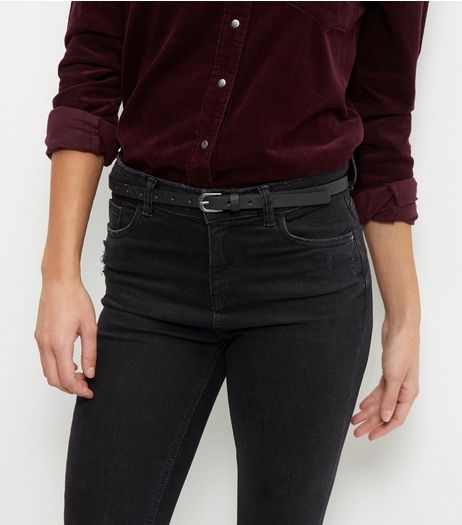 Black Star Skinny Belt | New Look