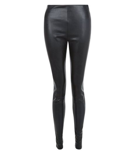 Black Leather-Look Leggings | New Look