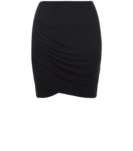 Teens Black Wrap Tube Skirt | New Look