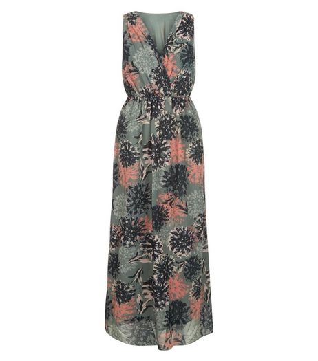 Apricot Green Floral Print Wrap Maxi Dress | New Look