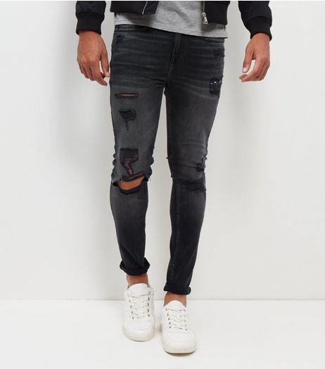 Black Washed Extreme Rip Skinny Jeans | New Look