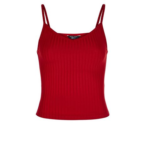 Teens Red Ribbed Cami | New Look
