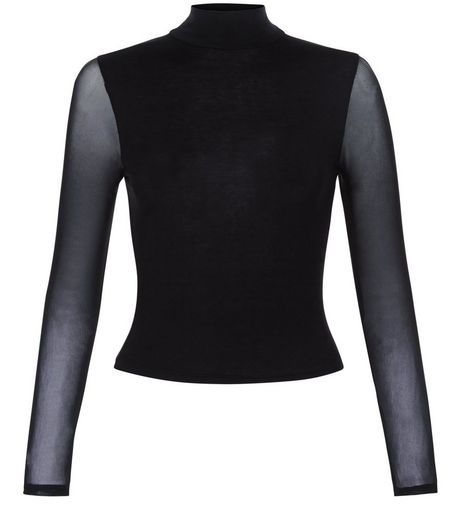 Teens Black Mesh Long Sleeve Top | New Look