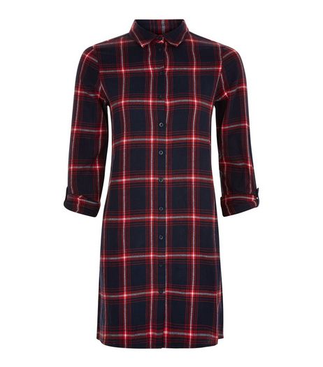 Teens Check Print Button Up Shirt Dress | New Look