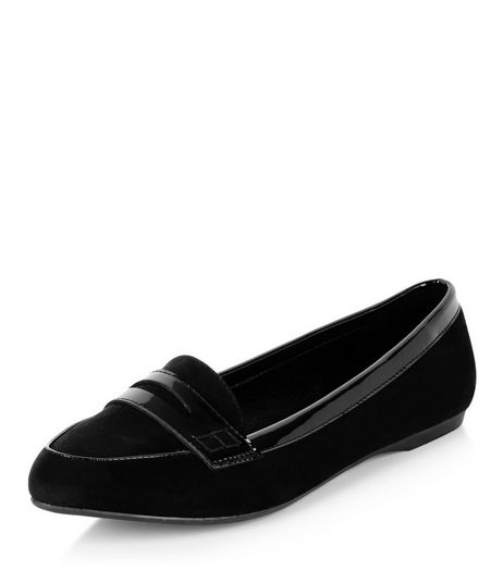 Wide Fit Black Contrast Trim Loafers | New Look