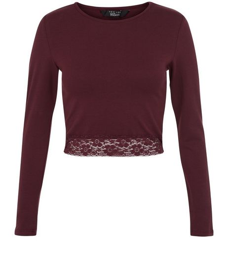 Teens Burgundy Lace Hem Top | New Look