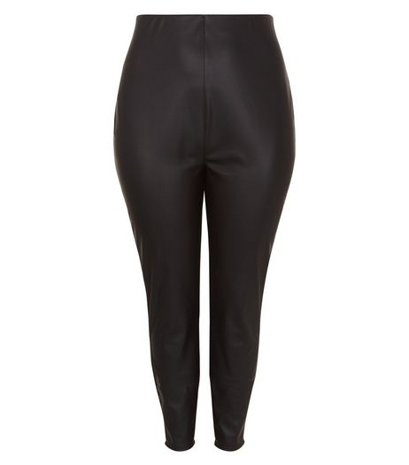 Curves Black Coated Leggings | New Look
