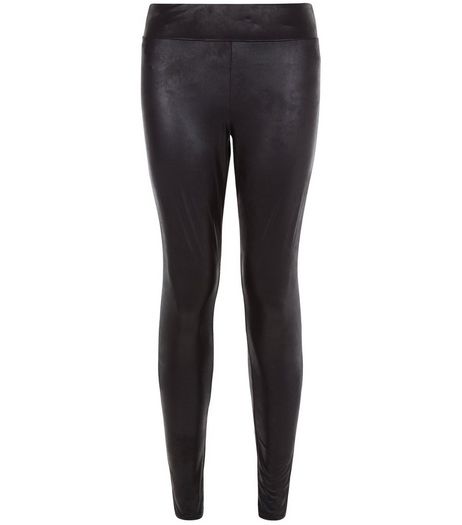 Black Coated High Waist Leggings | New Look