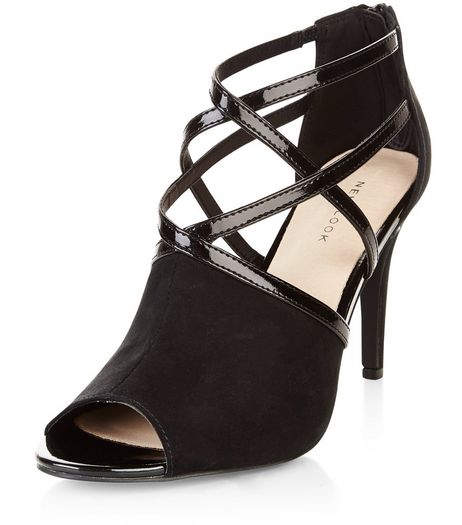 Black Comfort Strappy Heeled Boots | New Look
