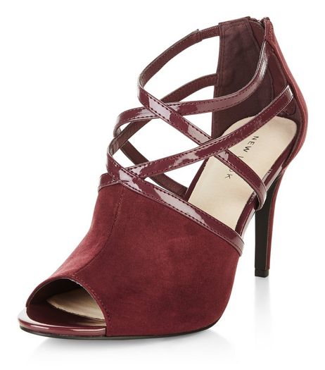 Dark Red Comfort Strappy Heeled Boots | New Look