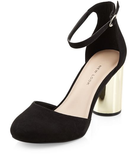 Black Suedette Ankle Strap Court Shoes | New Look