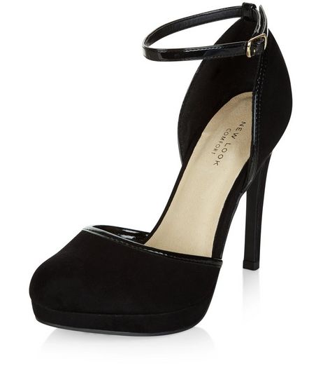 Black Comfort Suedette Ankle Strap Heels | New Look
