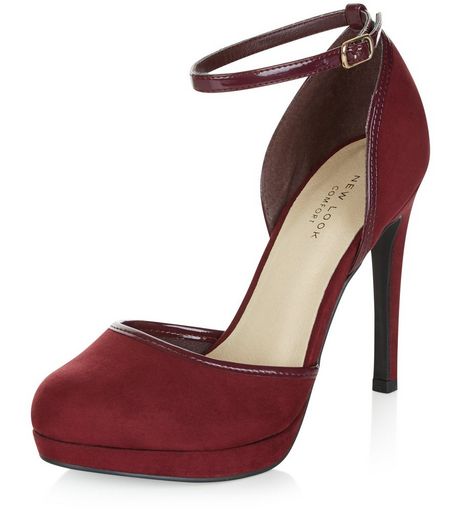 Dark Red Comfort Suedette Ankle Strap Heels | New Look