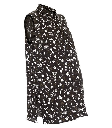 Maternity Black Ditsy Floral Blouse | New Look
