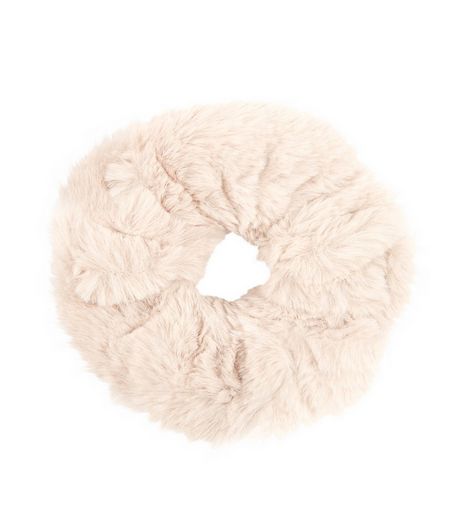Light Brown Faux Fur Scrunchie | New Look