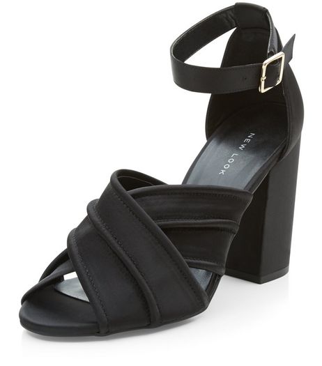 Black Cross Strap Block Heel Sandals | New Look