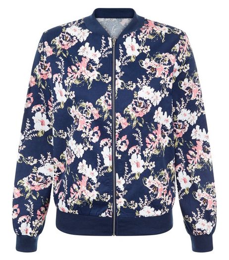 Cameo Rose Blue Floral Print Bomber Jacket | New Look