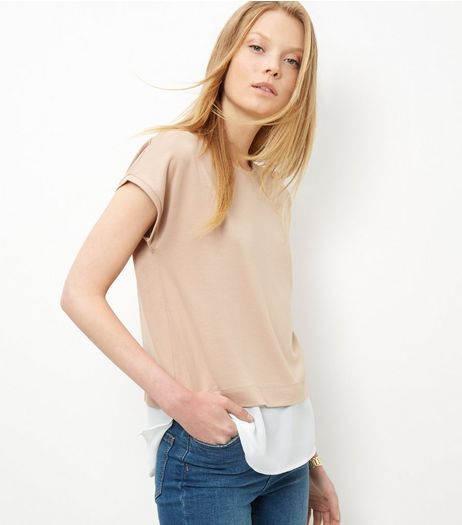 Camel Layered T-Shirt | New Look
