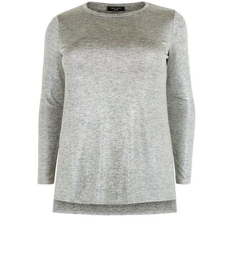 Curves Gold Metallic Long Sleeve Top | New Look