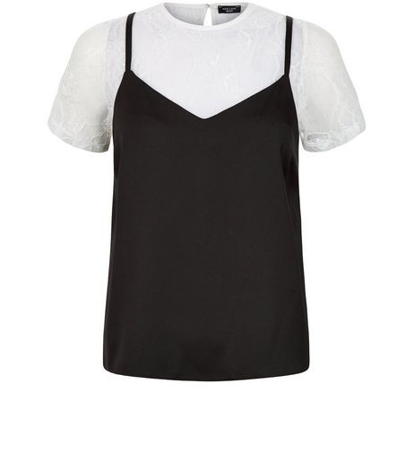 Petite Black 2 in 1 Cami Top | New Look