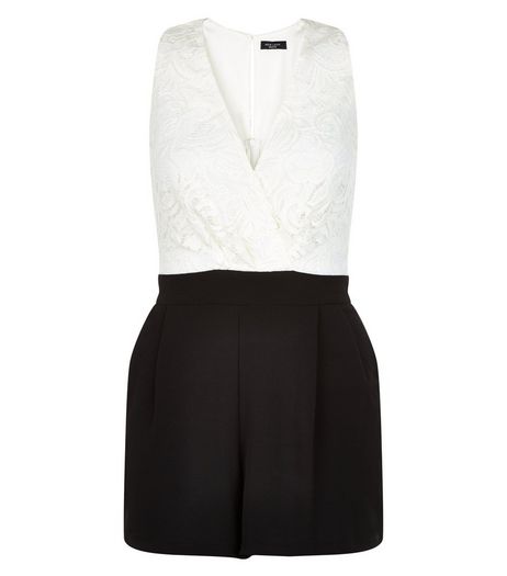 Petite Black Lace 2 in 1 Playsuit | New Look