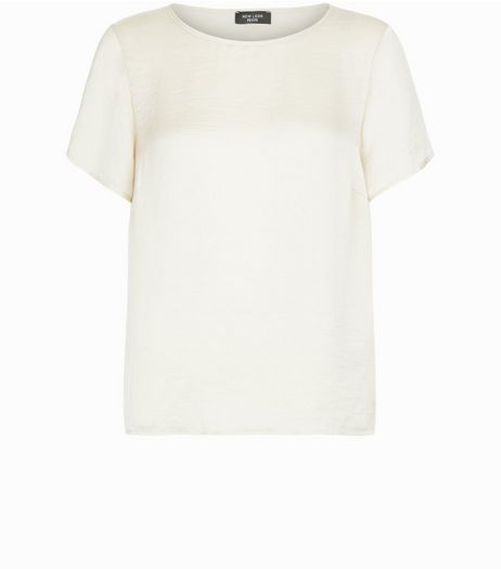 Petite Gold Satin Boxy T-Shirt | New Look
