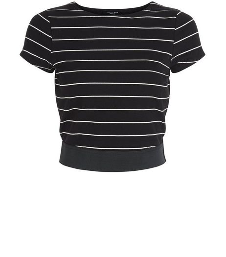 Petite Black Stripe Crop Top | New Look
