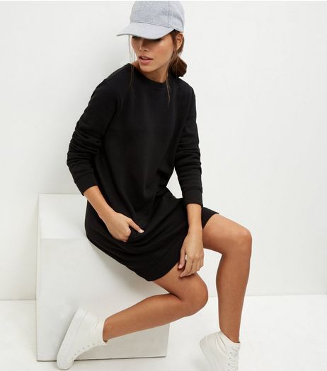 Black Longline Sweater Dress | New Look
