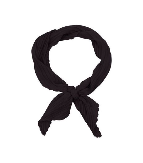Black Pleated Bandana Neckscarf | New Look