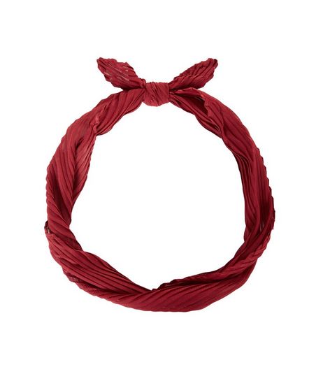 Red Pleated Neck Scarf | New Look