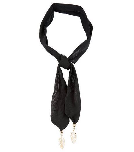 Black Leaf Neck Tie | New Look