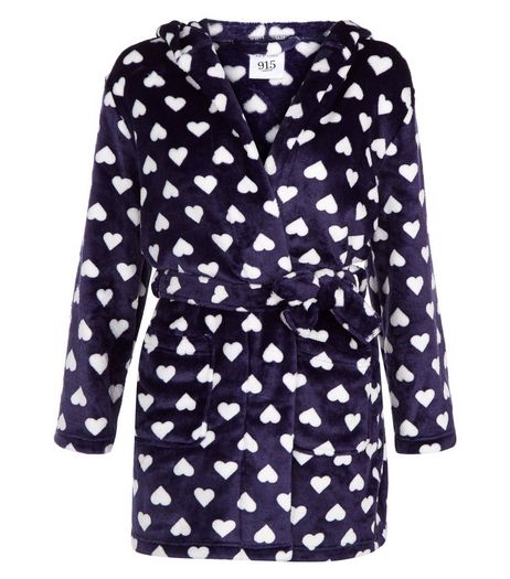 Teens Navy Heart Print Dressing Gown | New Look