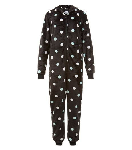 Teens Black Spot Print Hooded Onsie | New Look