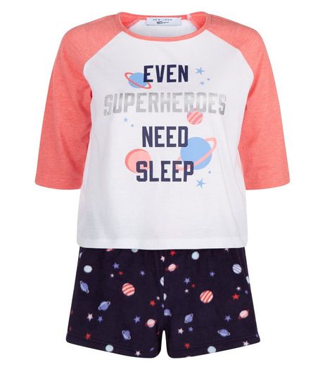 Teens White Even Superheroes Need Sleep Pyjama Set | New Look