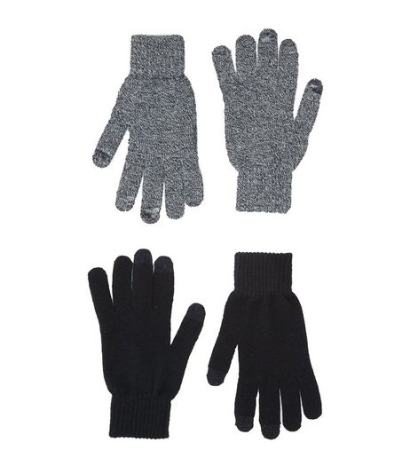 2 Pack Black Touch Screen Gloves | New Look