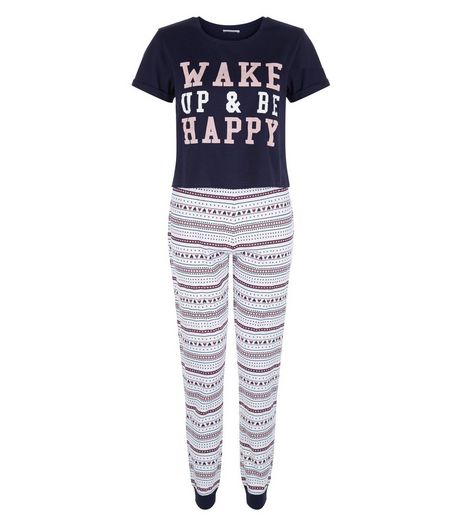Teens Blue Wake Up Fairisle Print Pyjama Set | New Look