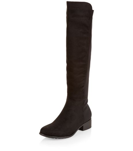 Teens Black Suedette Slim Leg Knee High Boots | New Look