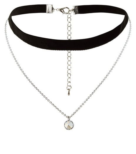 Black Layered Stone Choker | New Look