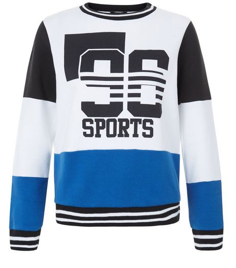 White Colour Block Stripe Hem Sweater | New Look