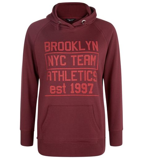 Teens Burgundy Slogan Longline Hoodie | New Look