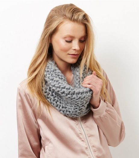 Dark Grey Knitted Snood | New Look