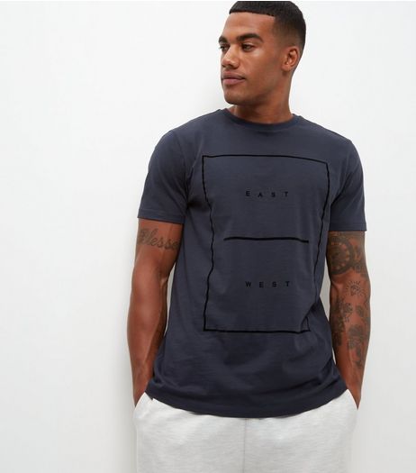 Navy East West T-Shirt | New Look