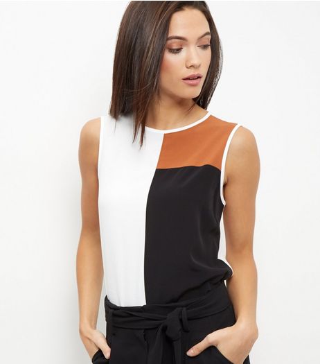 White Colour Block Vest | New Look