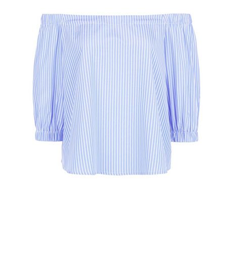 Blue Stripe Bardot Neck Top | New Look