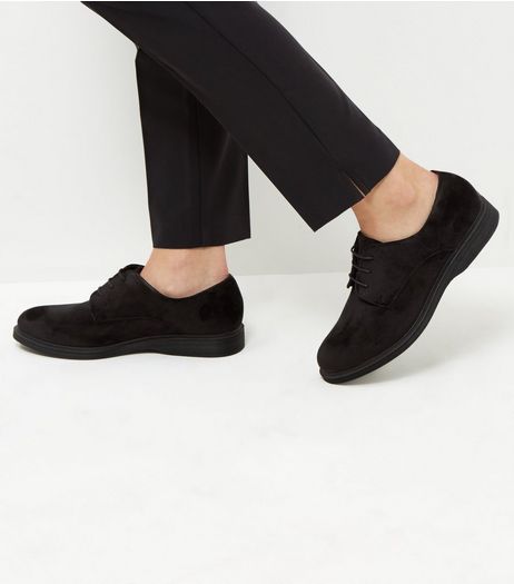 Wide Fit Black Velvet Chunky Brogues | New Look