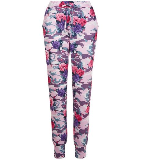 Pink Floral Camo Print Joggers | New Look